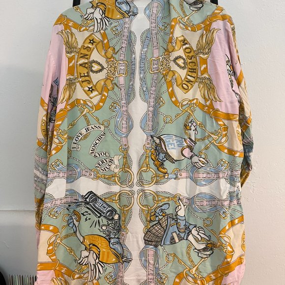 Moschino duck print, worn by Rihanna, VTG print duck Moschino Blouse sz 8 - Picture 6 of 10